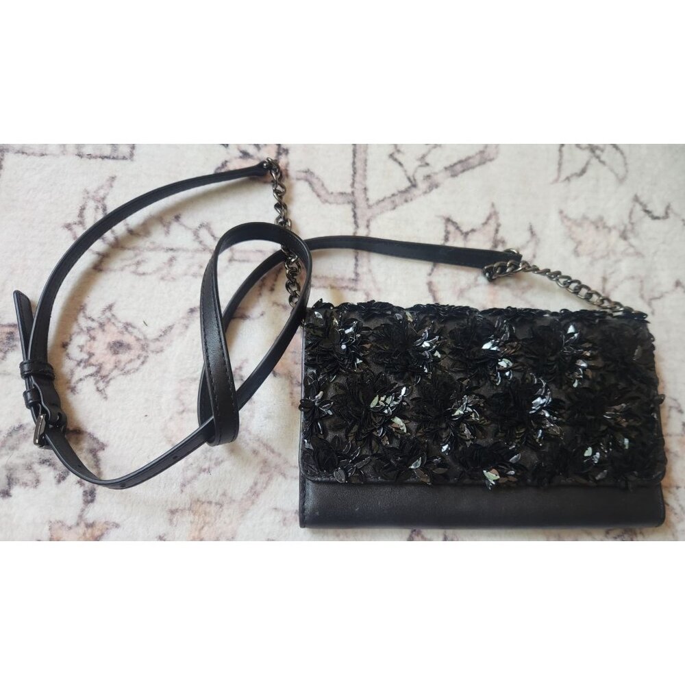 Michael Kors Flora Burst XL Wallet On A Chain Crossbody Bag In Black